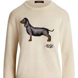 Ralph Lauren Beige Sweater with Dachshund Motif